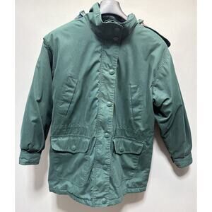 Vintage Cabin Creek Coat Womens Petite Medium Zip Plaid Blanket Lined Green